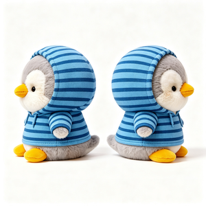 Peluche di <span class=keywords><strong>Pinguino</strong></span> Casual a Righe con Cappuccio, Morbido <span class=keywords><strong>Pinguino</strong></span> Imbottito con Felpa <span class=keywords><strong>Blu</strong></span> a Righe, Giocattolo di Peluche Decorativo - Product Image 6