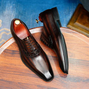 Zapatos Oxford de Vestir para Hombre, de Cuero Genuino, con Punta Puntiaguda, con Cordones, para Negocios, Oficina, Carrera, Todas las Temporadas, Suela de Goma - Product Image 2