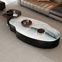 Table basse ovale moderne en pierre frittée de luxe italienne, durable, décorative, simple, pour la maison