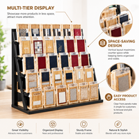 Étagère de présentation en bois pour comptoir, présentoir multi-niveaux pour cartes avec supports transparents pour magasin