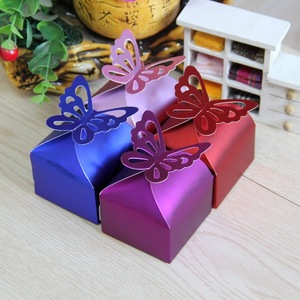 Cajas de Dulces Plegables Desechables de Papel Perlado <span class=keywords><strong>con</strong></span> Diseño de Mariposas Multicolores, para Bodas, Fiestas, Recuerdos de Boda - Product Image 3