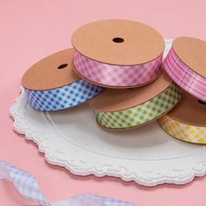 Rubans cadeaux en polyester écologiques Curlie Bow aux couleurs pastel avec motifs à carreaux 120 cm pour emballage décoratif - Product Image 5