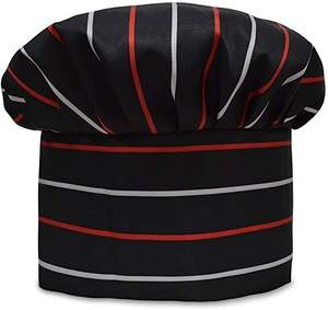 Chapeau de chef rayé personnalisé OEM BSCI de haute qualité avec passepoil, promotion en gros, chapeau de chef en polyester, chapeau de cuisine - Product Image 4