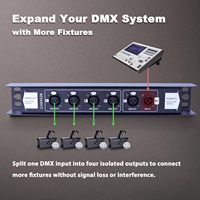 Répartiteur DMX512 1 entrée 4 sorties Pknight CA8402B, amplificateur de signal optiquement isolé, commande par interrupteur, LED 4100K blanc neutre, cuivre