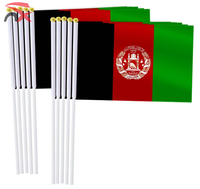 Pays personnalisé 14*21cm Polyester Afghanistan Petit drapeau national afghan agitant la main avec poteau en plastique