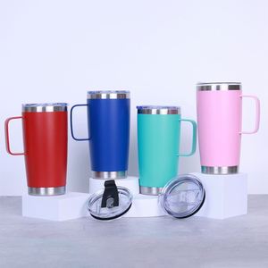 Wholesale Custom Sublimation Blanks Insulated Travel Mug 20oz Stainless Steel Tumbler With Handle and Straw Lid - Product Image 1