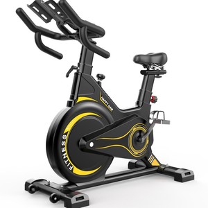 Bicicleta de Ejercicio Magnética Happy Gain, Bicicleta Fija Vertical para Interiores, Resistencia Ajustable, Color Negro y Amarillo - Product Image 1