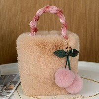 Sac fourre-tout réutilisable en similicuir blanc et rose avec motif cerise, sac à bandoulière pour femme