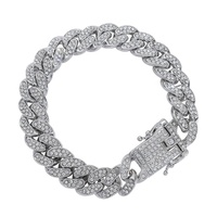 Chaîne Hip Hop de 13 mm de largeur en alliage de zinc et collier cubain entièrement serti de diamants en stock