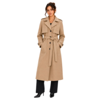 Manteau long trench croisé pour femme, style vintage, ceinturé, à revers, coupe-vent, manches évasées, doublure polaire, capuche amovible, classique