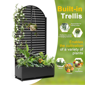 <span class=keywords><strong>Jardinière</strong></span> en métal en forme d'arc avec roues, bac à <span class=keywords><strong>plantes</strong></span> avec écran d'intimité pour <span class=keywords><strong>plantes</strong></span> <span class=keywords><strong>grimpantes</strong></span>, potager surélevé avec treillis - Product Image 2
