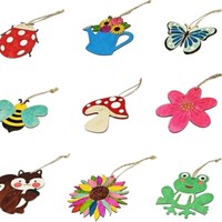 Groothandel grensoverschrijdende, populaire populierenhouten cartoonbloemen, handgeschilderde kleurplaten, DIY knutselhouten hangers voor kinderen
