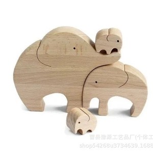 Wooden <b>Elephant</b> Family Ornament Handmade Irregular Shape Mother's Day <b>Decoration</b> - Product Image 3