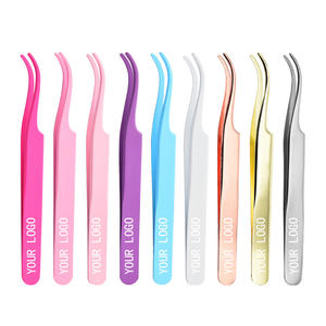 高品質まつげエクステツール、90度ファイバーチップ付き、カスタマイズ可能なプライベートエクステンションピンセット - Product Image 1