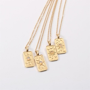 Trendy Hot Products 18k Gold Plated Stainless Steel Square Zircon Crystal Pendant <b>Necklace</b> Link for Women Wedding Daily Wear - Product Image 4