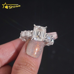 Fast Shipping Local Stock Engagement <strong>Emerald</strong> Cut 5ct Women 925 <strong>Silver</strong> Moissanite Diamond <strong>Ring</strong> - Product Image 2