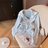Abrigo de invierno de punto de manga larga para mujer, cárdigan de estilo informal con un solo pecho, botón frontal, Color sólido, venta al por mayor para otoño