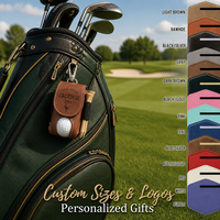 Porte-balles de golf en similicuir gravable au laser avec 5 tees en bois, sac de golf en cuir PU personnalisé, accessoire de ceinture pour golfeur, vente en gros