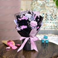Bouquet de fleurs séchées préservées faites à la main, longue durée (3-5 ans), arrangement floral rose et noir, cadeau pour mariage, remise de diplôme, fête des mères