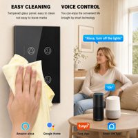Ventilateur intelligent personnalisable Zigbee 118x72 avec lumière, interrupteur 2-en-1, 1 ou 2 gangs, panneau en verre trempé, compatible Tuya Alexa Google Home