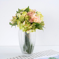 Bouquet de roses artificielles en soie, fausses hortensia, pour le mariage, 2/lot