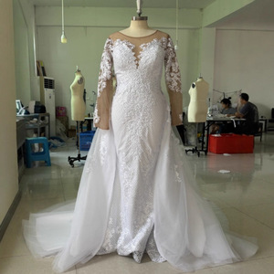 Vestidos de Novia Sirena Blancos/Marfil 2022, Elegantes Vestidos de Novia con Apliques de Encaje de Lujo, <span class=keywords><strong>Vestido</strong></span> de Novia Elegante para Mujer - Product Image 4