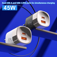 Chargeur USB-C GaN 45W avec prise EU US UK, charge rapide USB Type C PD 45W, charge rapide QC3.0, adaptateur mural