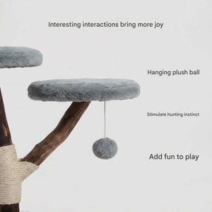 Solid Wood Integrated Fruitwood <b>Cat</b> <b>Tree</b> Cozy Den Jute-surfaced <b>Scratching</b> <b>Post</b> Jumping Platform Simplicity Style - Product Image 5
