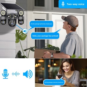 Lampe solaire LED intelligente avec 3 caméras 4K réglables, projecteur de sécurité extérieur, étanche IP65 pour jardin - Product Image 3