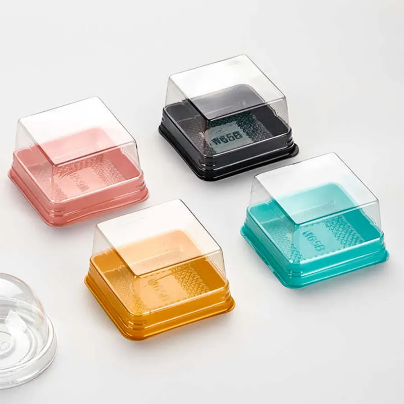 Supports carrés en plastique transparent personnalisés gâteau de lune emballage blister Muffin Dessert mini boîte d'emballage de gâteau
