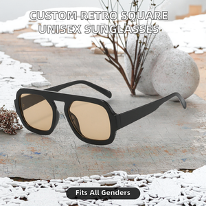 Lunettes de soleil unisexes rétro carrées 1386 personnalisées à marque privée, monture intégrale, légères, protection UV400, en PC, confortables pour l'extérieur - Product Image 2