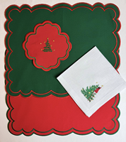 Serviette de table en lin et coton faite à la main pour Noël et le Nouvel An, bordure brodée, durable, écologique, chic, 60x60cm, personnalisable