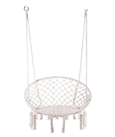 Premium Boho Hängesessel Handgefertigter Gewebter Schaukelstuhl aus Baumwollstoff Plüsch Tragbare Terrassen- und Gartenmöbel Robuster Einzelsitzer