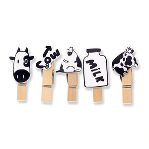 Pinces à linge en bois ILAN 3,5 cm, lot de 10, motif lait de vache - Product Image 1