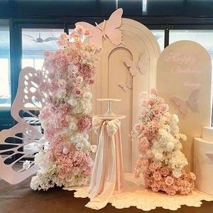 Modello 2026 di Composizione Floreale Artificiale Rosa e Bianca per Runner, Decorazione per Tavolo Torta, Sfondo e Arco per Matrimoni e Feste di Compleanno - Product Image 1