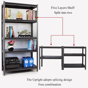 Étagère de rangement métallique réglable à 5 niveaux, noir et blanc, pour garage et entrepôt domestique - Product Image 4