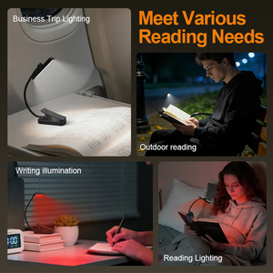 Lampe <span class=keywords><strong>de</strong></span> chevet rechargeable EGH avec clip, intensité réglable, minuterie, lumière rouge, pour la lecture, protection des yeux, en plastique, pour chambre à coucher, ordinateur portable, <span class=keywords><strong>tête</strong></span> <span class=keywords><strong>de</strong></span> <span class=keywords><strong>lit</strong></span> - Product Image 3