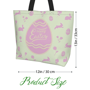 Borsa di tela di pasqua con il coniglio giocoso <span class=keywords><strong>e</strong></span> l'uovo stampa intrecciata abbellimento, piena di atmosfera festosa - Product Image 2