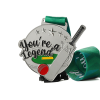 Nouvelle arrivée de médailles sportives de conception originale, médailles en alliage de zinc personnalisées avec logo, lettres, logo en émail 3D argenté, médailles de cricket