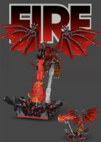 Kit de construction STEM Dragon de feu avec lumières LED, 1774 pièces, jouet d'aventure pour enfants avec des ailes et des griffes incandescentes