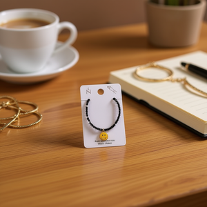 Braccialetto Elastico in Cristallo con Faccina Sorridente, Pulsera 3cm, Bracciali Charm alla Moda - Product Image 2