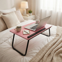 Table de lit compacte, pliable, réglable et extensible en bois pour ordinateur portable avec plateau relevable – Poste de travail portable pour la maison et l'étude