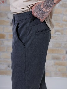 กางเกงชิโน่ผู้ชายทรงตรงสีดำลำลองเอวยางยืดผ้าฝ้ายขายส่ง - Product Image 2