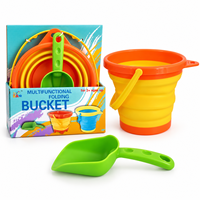 Seau pliable coloré pour enfants avec pelle à sable, ensemble de jouets de plage pliables portables avec emballage en boîte colorée
