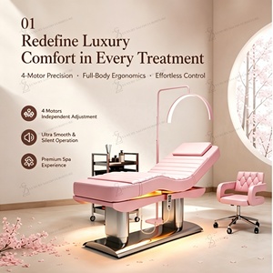 Table <span class=keywords><strong>de</strong></span> massage <span class=keywords><strong>de</strong></span> luxe en acier inoxydable argenté, chauffante, inclinable, 4 moteurs, électrique, pour soins du visage, lit <span class=keywords><strong>de</strong></span> beauté, traitement médical, salon, lit pour extensions <span class=keywords><strong>de</strong></span> cils - Product Image 3