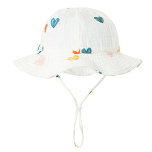 Q30803 nouveau-né enfant en bas âge coton mousseline chapeau de soleil avec chaîne randonnée en plein air parasol chapeau pour bébé mode seau chapeau - Product Image 3