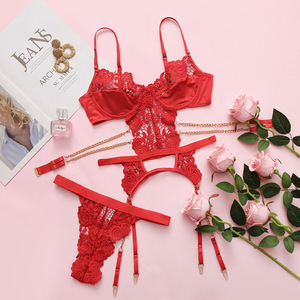 Ensemble de lingerie décontractée au genou avec chaîne complexe ornée d'un design dos nu string séduisant-3 paires de chaussettes de type robe quantité minimale de commande - Product Image 3