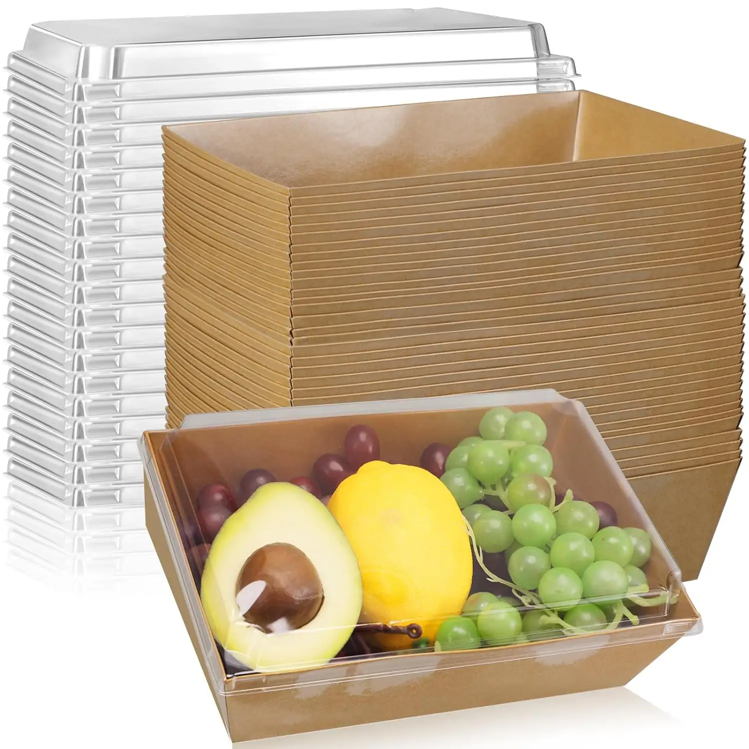 Disposable Paper Charcoal Box Rectangle / Square Food Container Baking Boxes For Cakes Biscuits Sandwiches