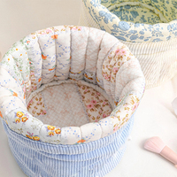 Pochette de maquillage en velours côtelé avec cordon de serrage, rembourrée, cylindrique, portable, pour voyage, grande taille, écologique, personnalisable