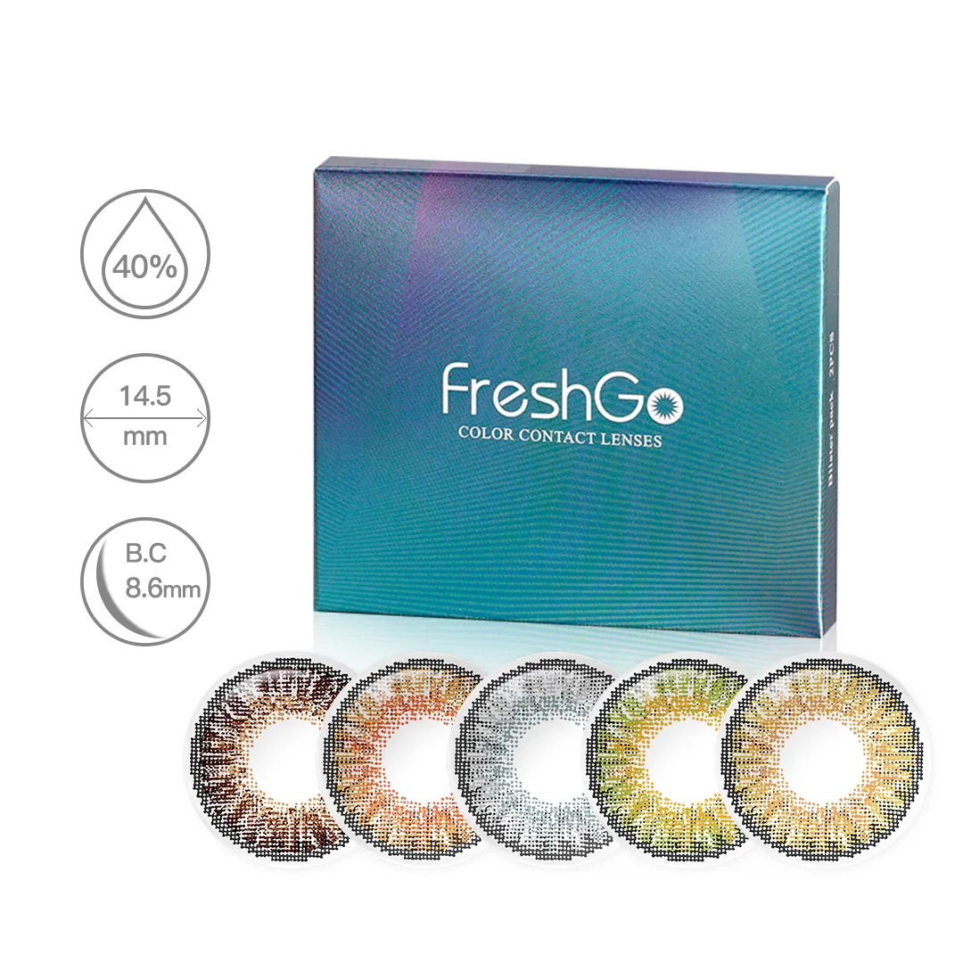 Hot Sale Fresh Go Natural Look 3 Tone Gekleurde Contacten Oem Box Jaarlijkse Contactlens Box Aangepaste Papieren Dozen